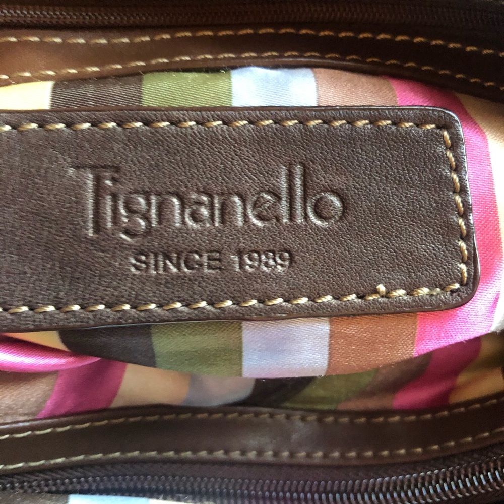 Tignanello Brown Patch Leather Shoulder Handbag - Picture 7 of 11